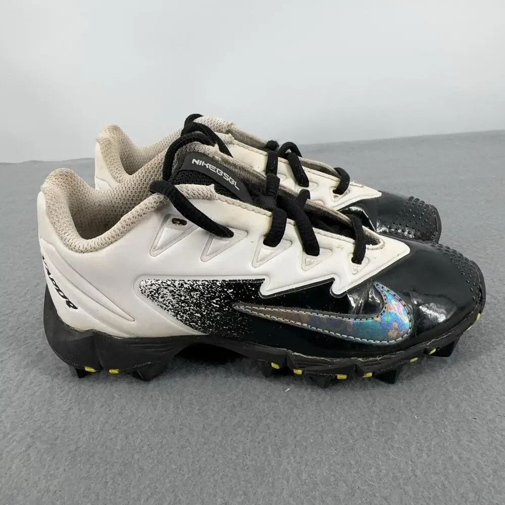 Nike Vapor Youth Baseball Cleats 12C White Black Iridescent Swoosh Kids Fastflex